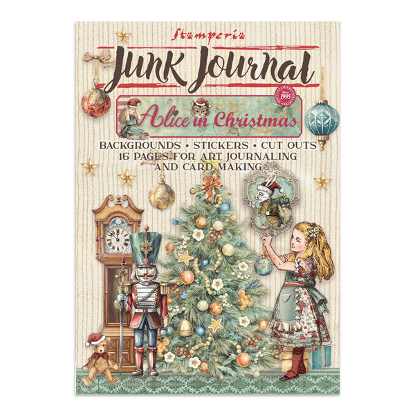 Stamperia ALICE IN CHRISTMAS A4 Junk Journal Stickers Cut outs Backgrounds #SBJK03