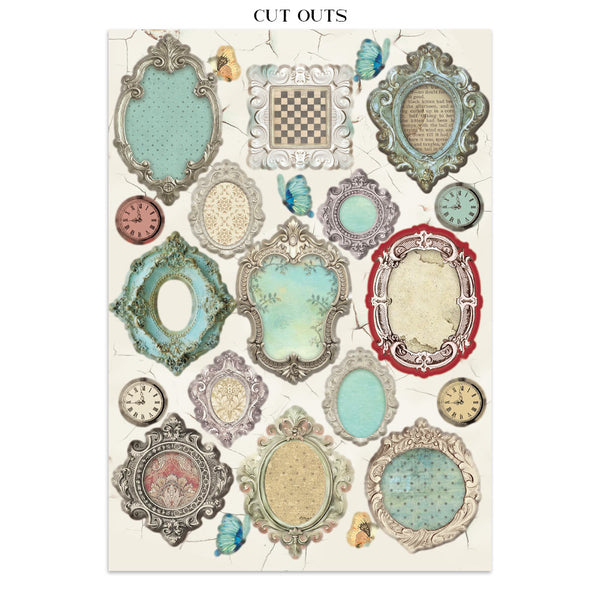 Stamperia ALICE IN CHRISTMAS A4 Junk Journal Stickers Cut outs Backgrounds #SBJK03