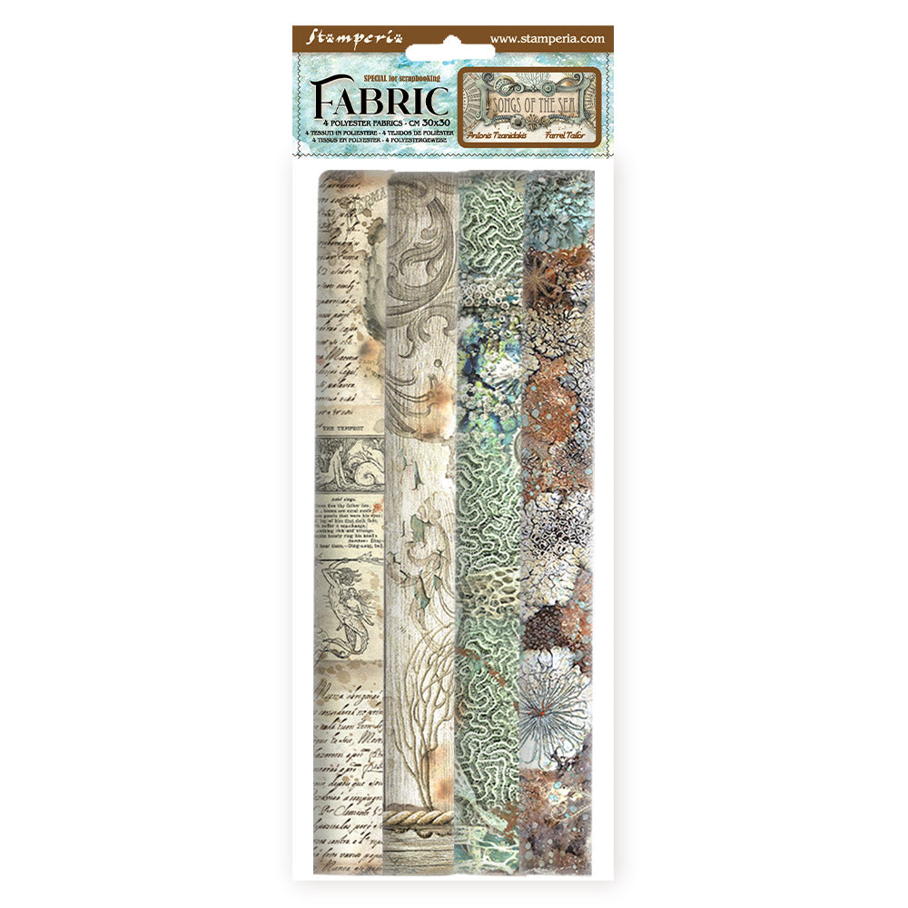 Stamperia SONGS of the SEA Fabric Sheets 4 pcs #SBPLT18