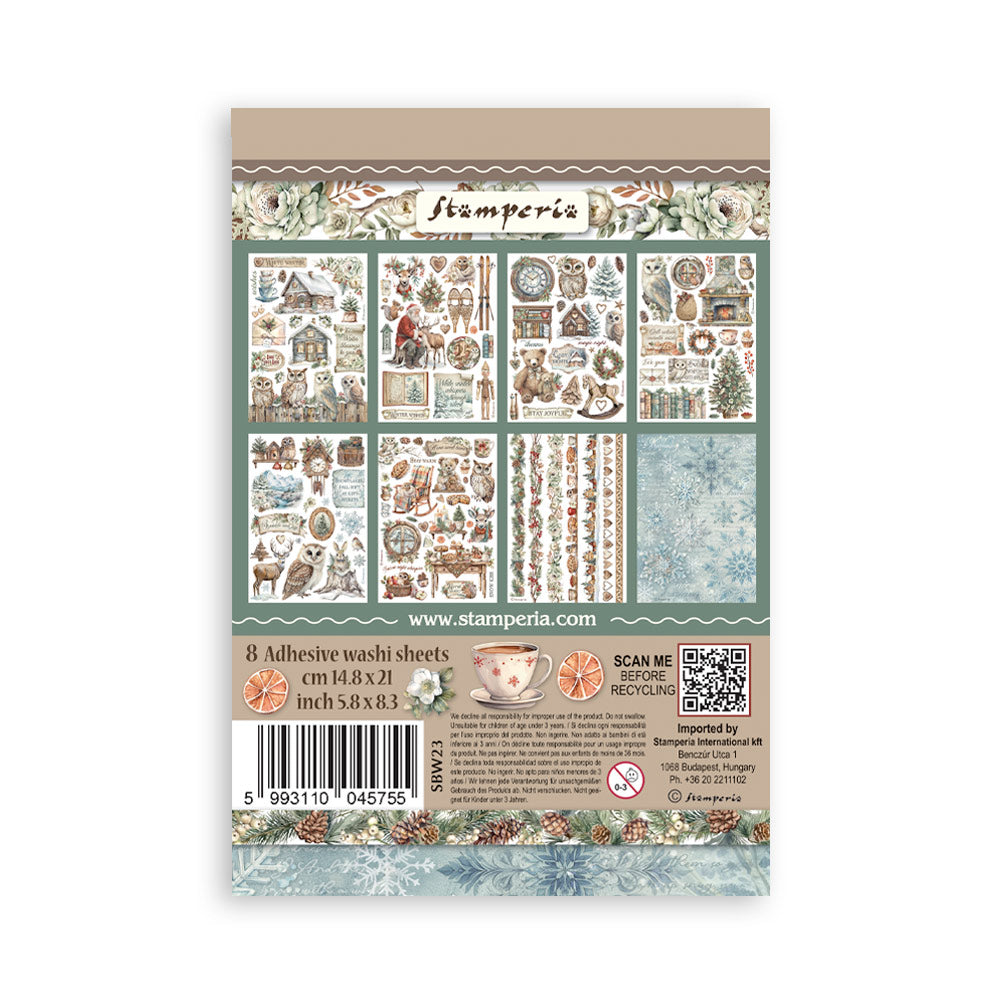 Stamperia THE OWL'S HOUSE Christmas Washi Pad 8 Sheets A5 #SBW23