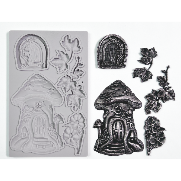 Decoupage Queen TOADSTOOL HOUSE Silicone Moulds 5" x 8" Mixed Media Food Safe Resin Decor #DQMF0011 Limited Edition
