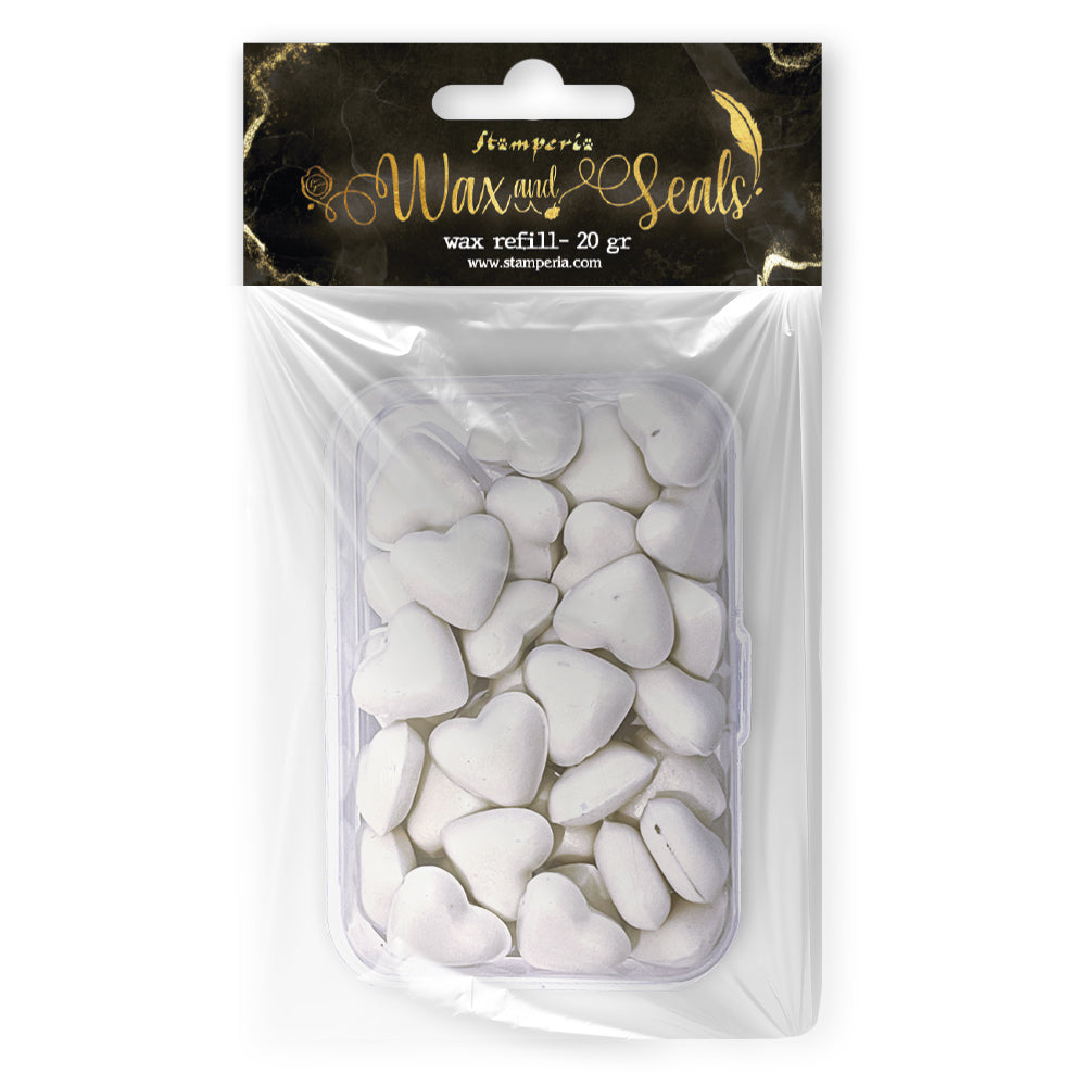 Stamperia WAX and SEALS Collection - PEARL WHITE Heart Shape Wax Refill 20 grams #WAXC13