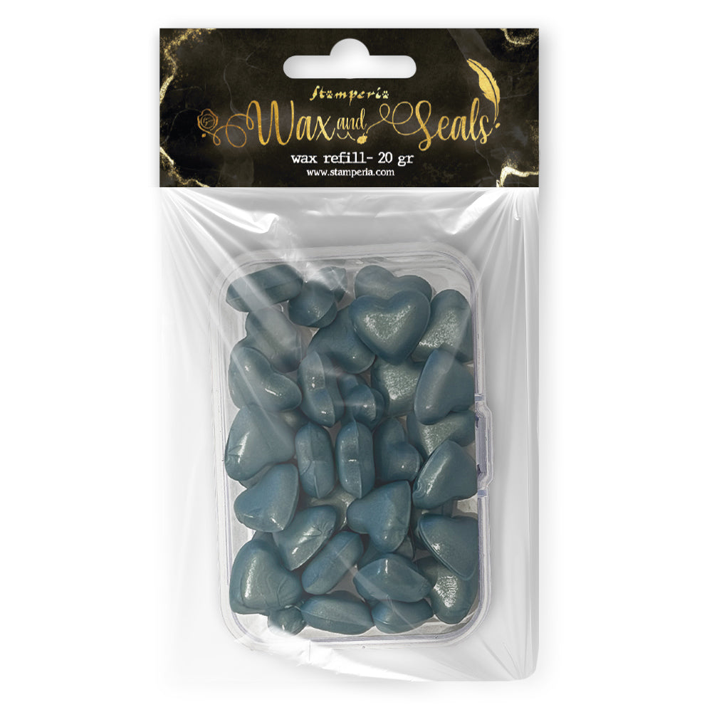 Stamperia WAX and SEALS Collection - PEARL BLUE Heart Shape Wax Refill 20 grams #WAXC15