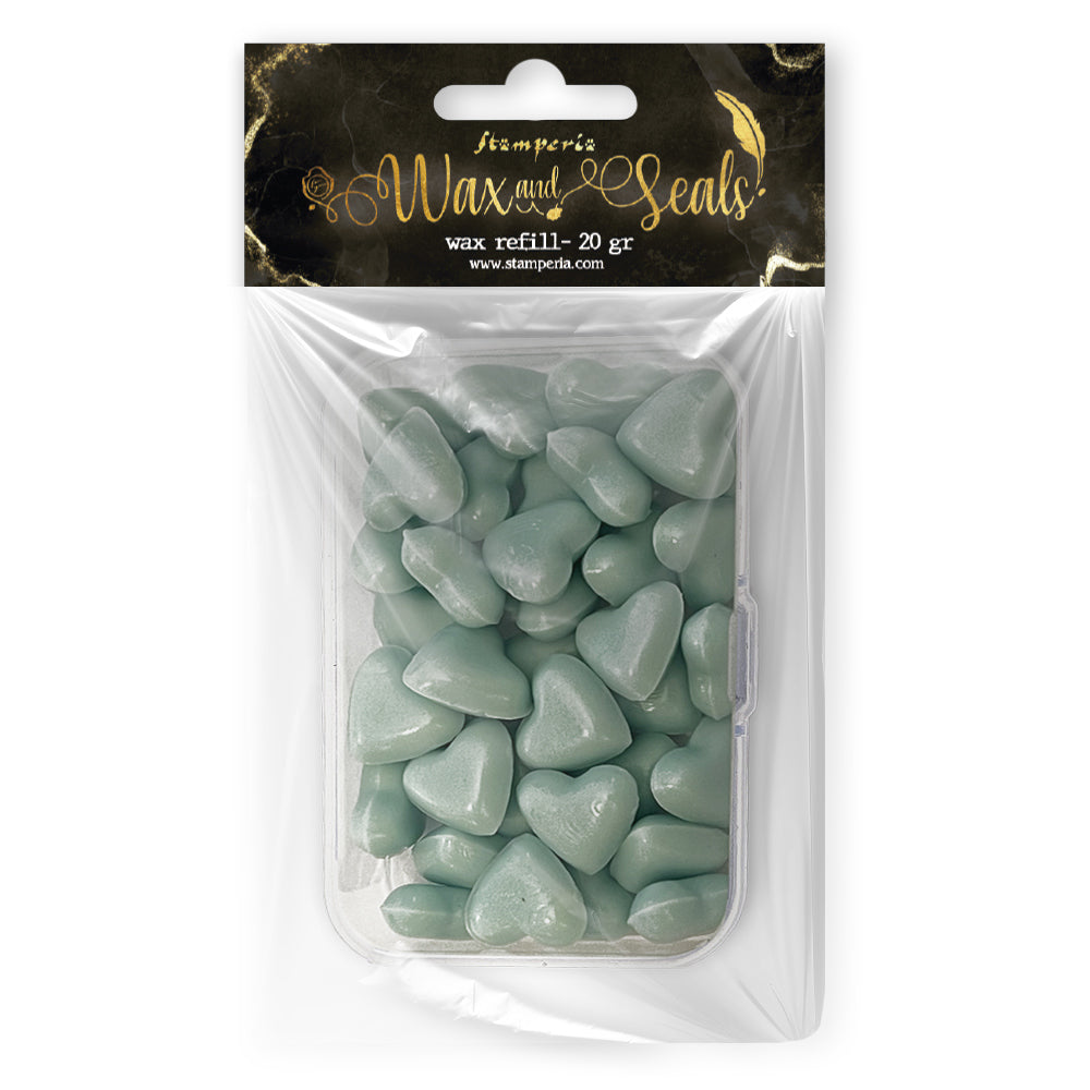 Stamperia WAX and SEALS Collection - PASTEL BLUE Heart Shape Wax Refill 20 grams #WAXC16