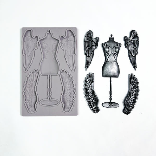 Decoupage Queen WINGS OF BEAUTY Silicone Moulds Molds 5" x 8" Mixed Media Food Safe Resin Decor #DQMF0003 Limited Edition