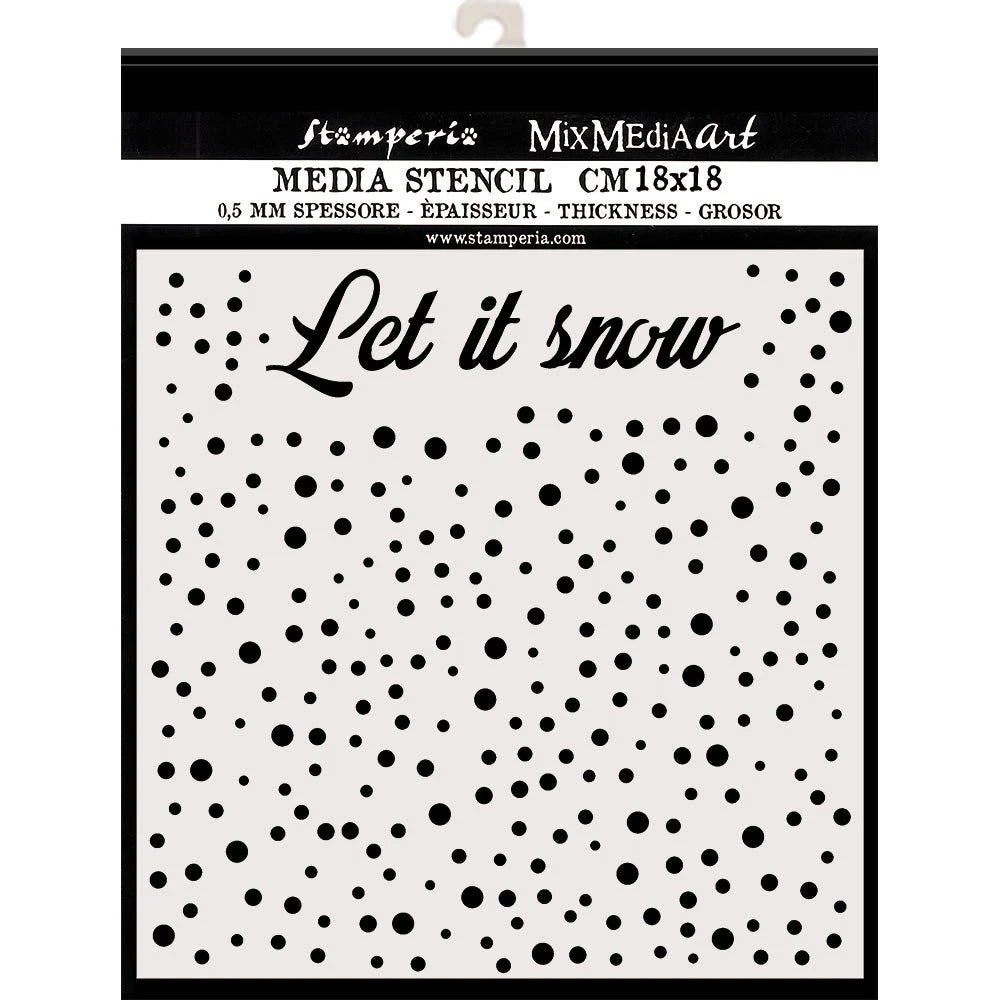Stamperia Mixed Media Classic Christmas LET'S SNOW Stencil 18x18 cm #KSTDQ52