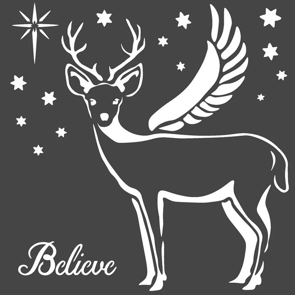 Stamperia Mixed Media Pink Christmas DEER Stencil 18x18 cm #KSTDQ48