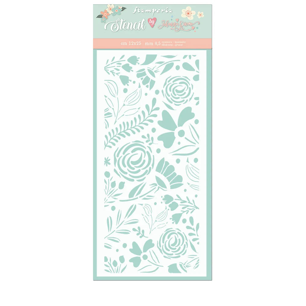 Stamperia Mixed Media Art Love Story BIG ROSES Stencil 12 x 25 cm #KSTDL42