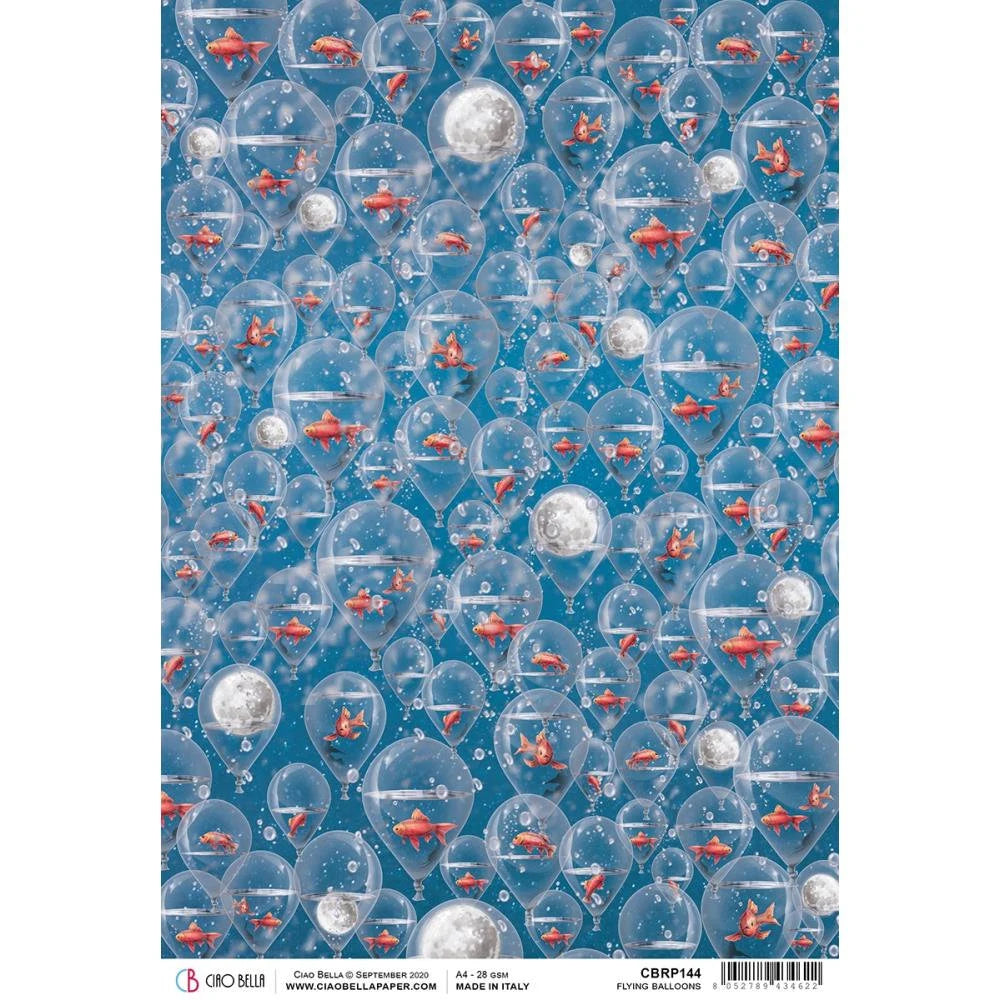 Ciao Bella Moon & Me FLYING BALLOONS Rice Paper A4 Mixed Media #CBRP144