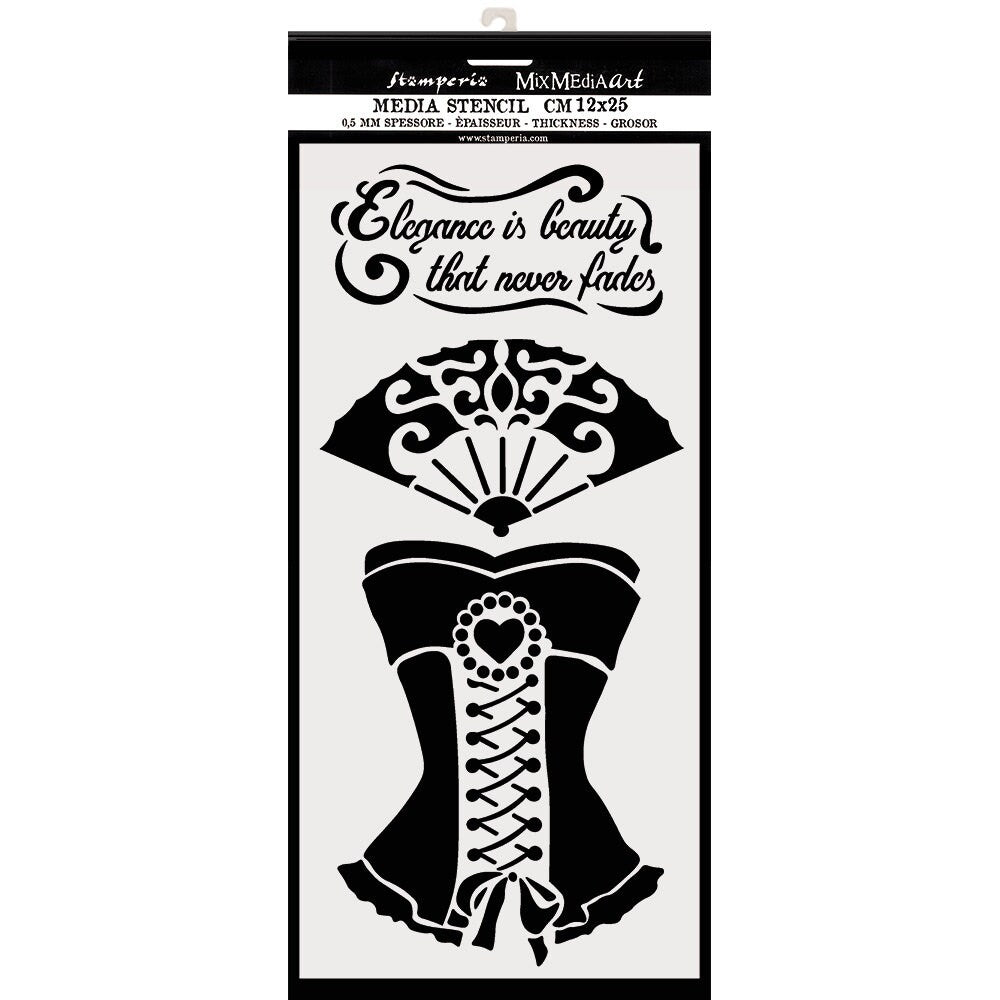 Stamperia Mixed Media Art CORSET Stencil 12 x 25 cm #KSTDL39
