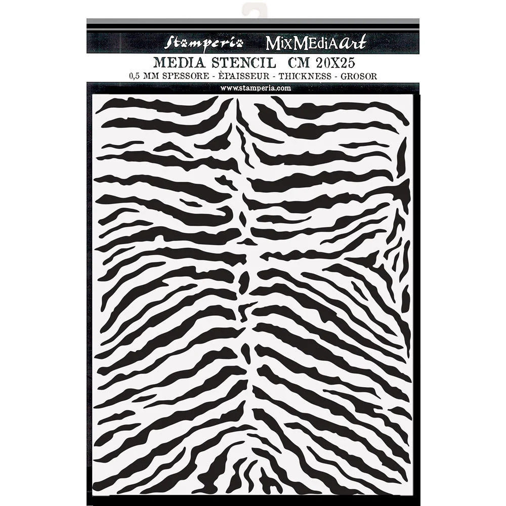 Stamperia Mix Media Art SAVANA ZEBRA PATTERN Stencil 20x25 cm #KSTD101