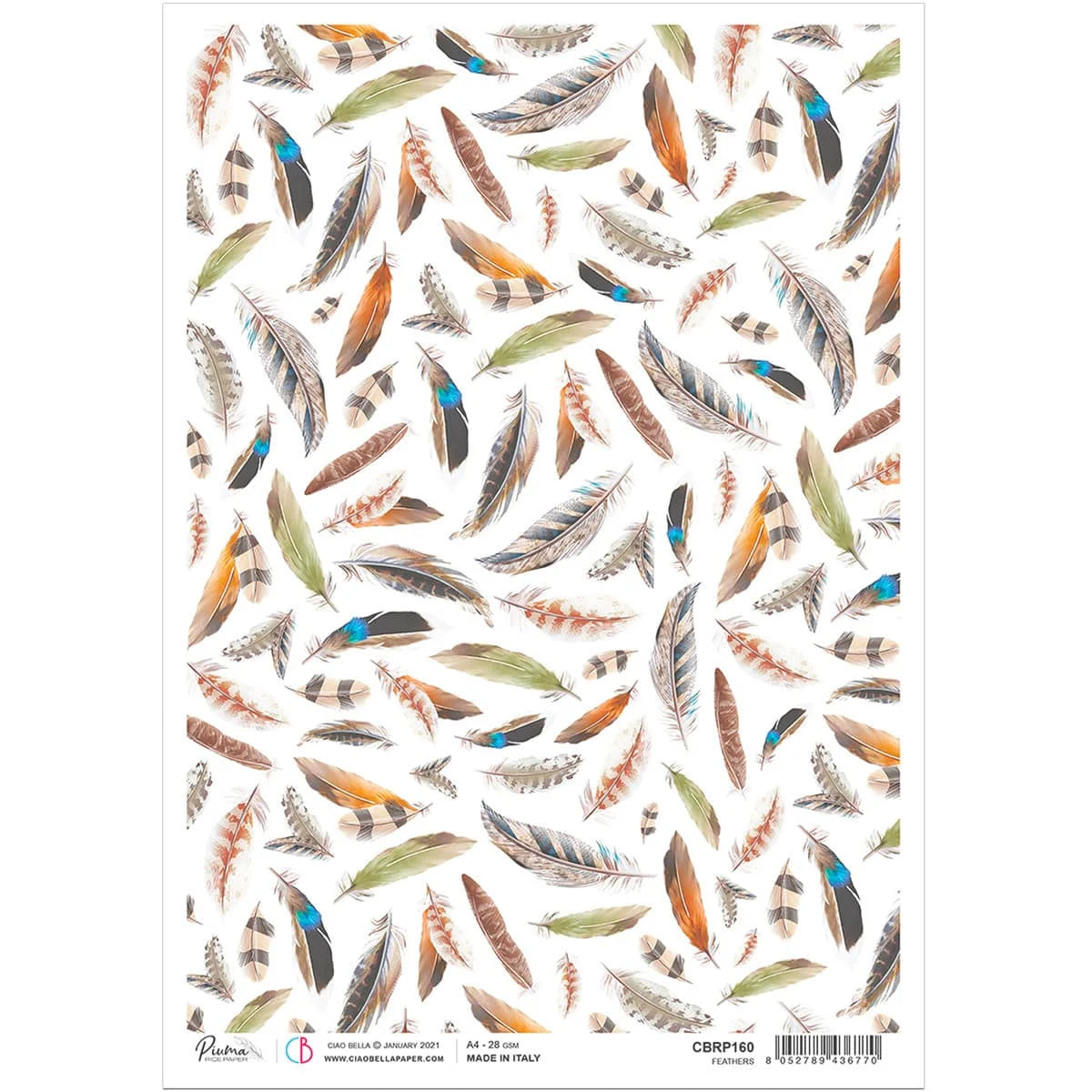 Ciao Bella FEATHERS Rice Paper A4 Mixed Media CBRP160