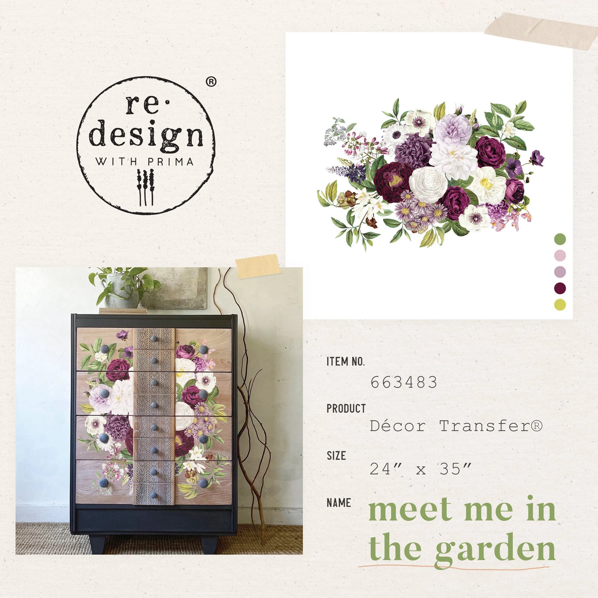 Re-design Prima Decor Transfer Meet Me In The Garden 24