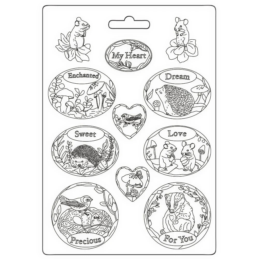 Stamperia Soft Mould A4 WOODLAND OVAL PLATES Cold Pour Resin #K3PTA4568