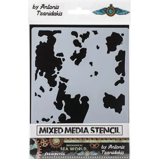 Stamperia Mixed Media RUST 2 Mechanical Sea World Steampunk Stencil 15 x 20 cm #KSAT10