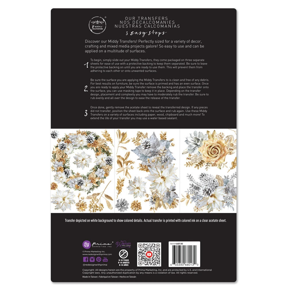 Re-design with Prima A GILDED MOMENT - 8.5 x 11 Decor Transfers 3 sheets #660130