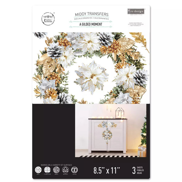 Re-design with Prima A GILDED MOMENT - 8.5 x 11 Decor Transfers 3 sheets #660130