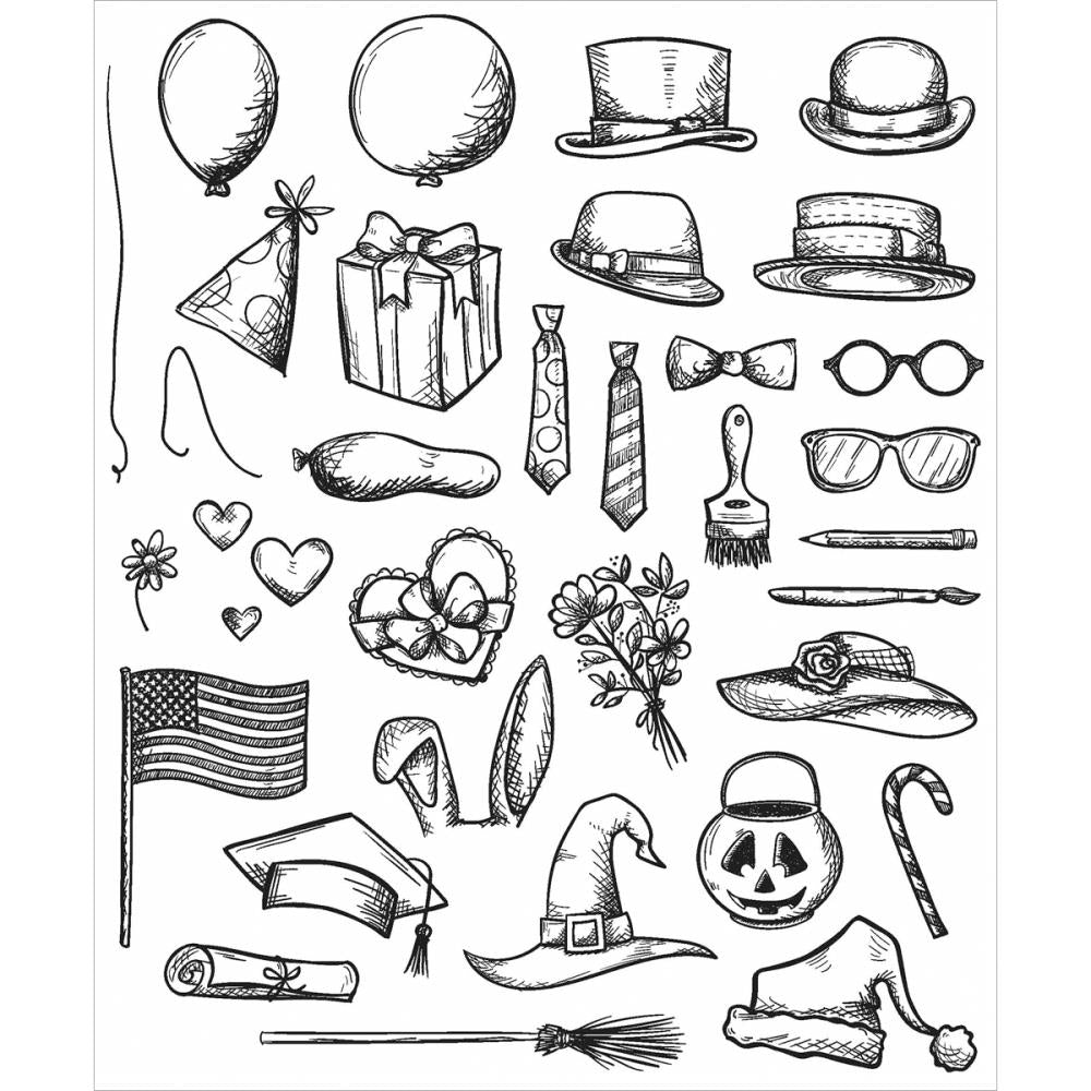 Tim Holtz CRAZY THINGS Cling Mounted Red Rubber Stamps #CMS237