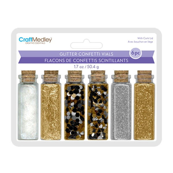 CraftMedley METALLIQUE Glitter Confetti Vials 6 pcs 1.7 ozs / 50.4 g #GC407B