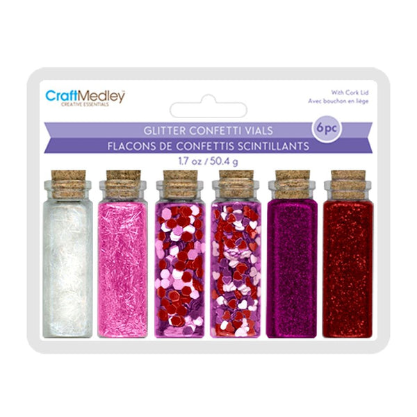CraftMedley ROUGE Glitter Confetti Vials 6 pcs 1.7 ozs / 50.4 g #GC407C