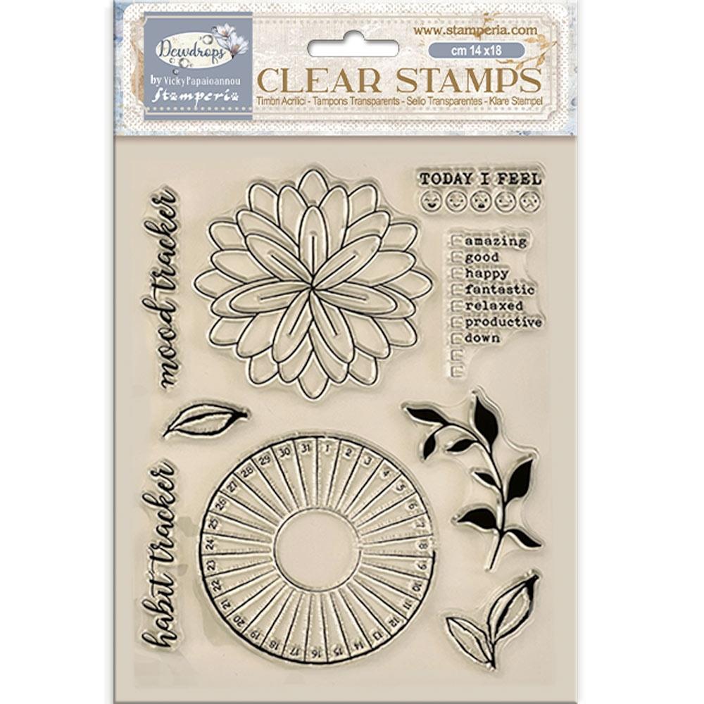 Stamperia Create Happiness DEWDROPS HABIT TRACKER Acrylic Stamps 14 x 18 cm #WTK205