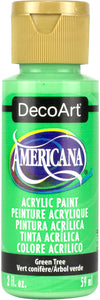 Green bottle of DecoArt Americana acrylic paint with gold cap