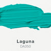 Teal color swatch labeled 'Laguna DA350' on a white background