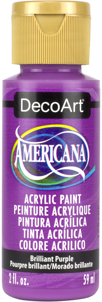 Purple bottle of DecoArt Americana acrylic paint with gold cap