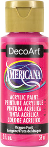 Pink bottle of DecoArt Americana acrylic paint with gold cap