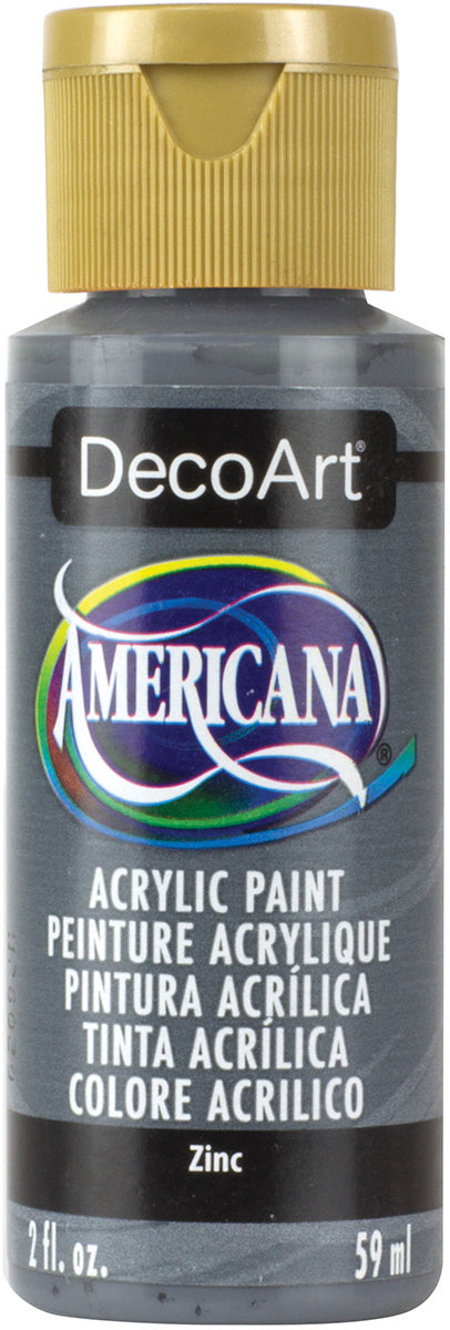 DecoArt Americana acrylic paint bottle in Zinc color