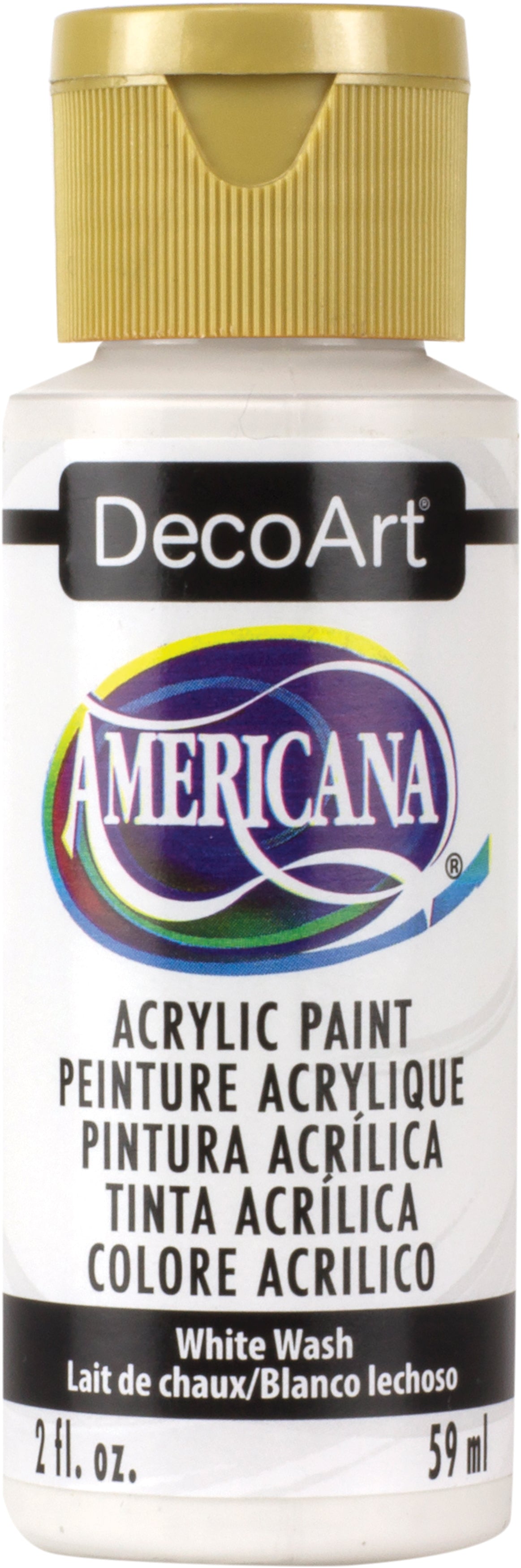 DecoArt Americana acrylic paint bottle in white wash color