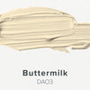 Buttermilk color swatch on a white background with 'Buttermilk DAO3' text.