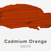 Smokey cadmium orange color swatch on a white background with 'Cadmium Orange' text.