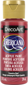 DecoArt Americana acrylic paint bottle in Country Red color