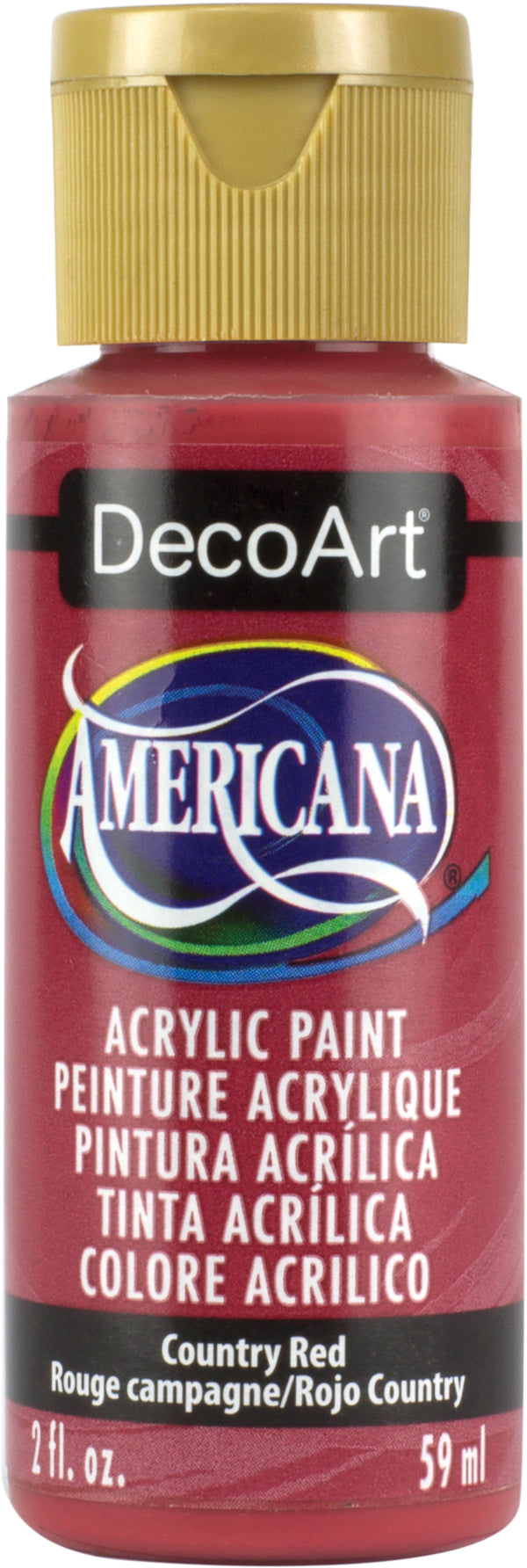 DecoArt Americana acrylic paint bottle in Country Red color