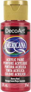 Bottle of DecoArt Americana acrylic paint in Berry Red color