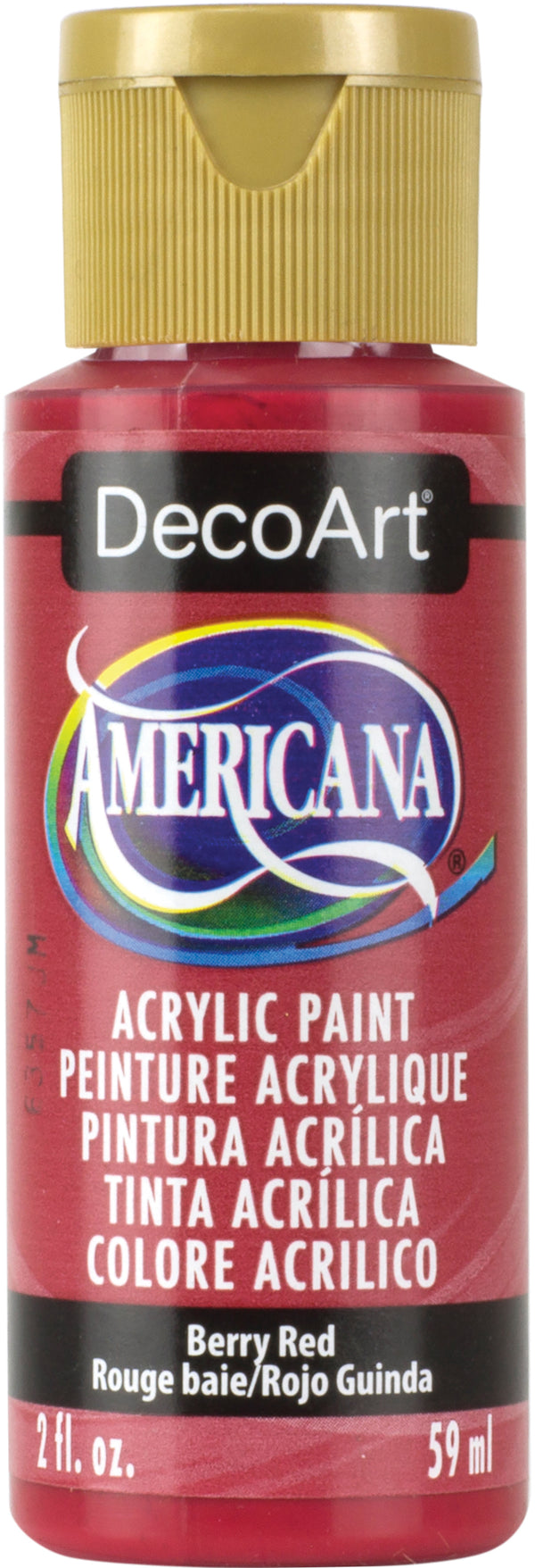 Bottle of DecoArt Americana acrylic paint in Berry Red color
