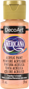 DecoArt Americana acrylic paint bottle in Peaches 'n Cream color