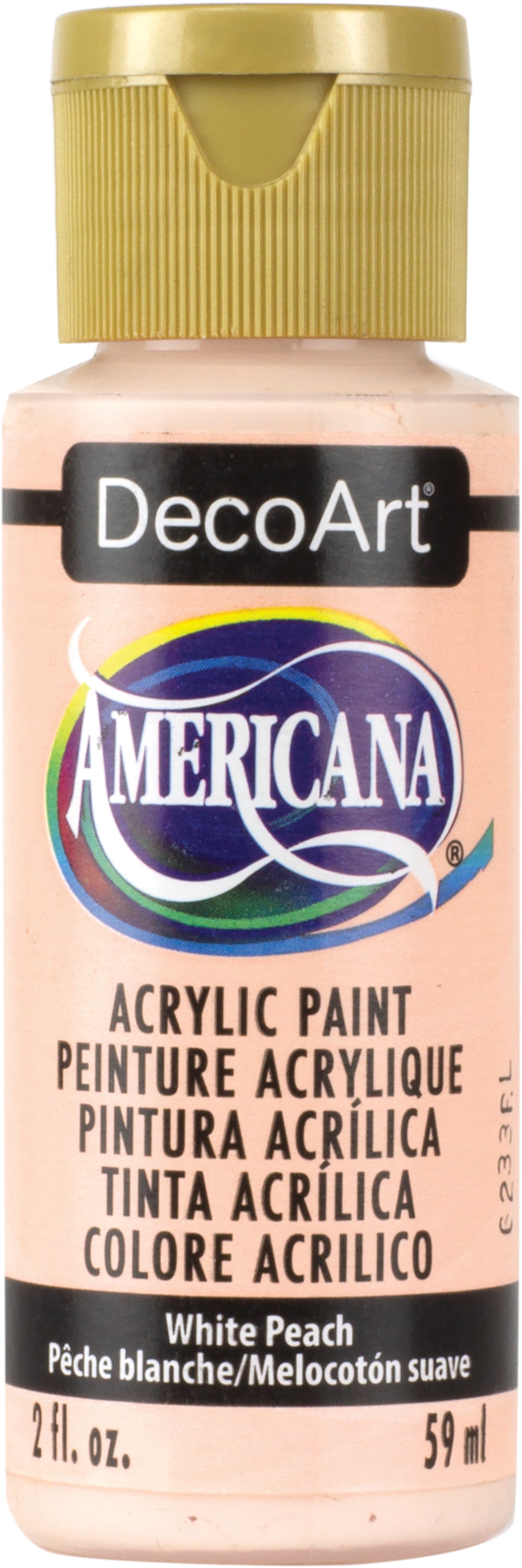 DecoArt Americana acrylic paint bottle in White Peach color