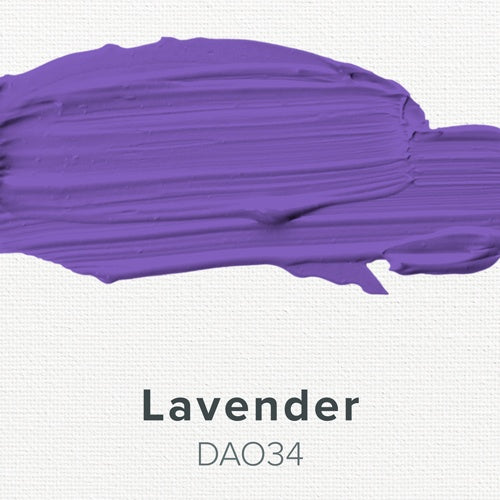 Purple paint swatch labeled 'Lavender DAO34' on a white background