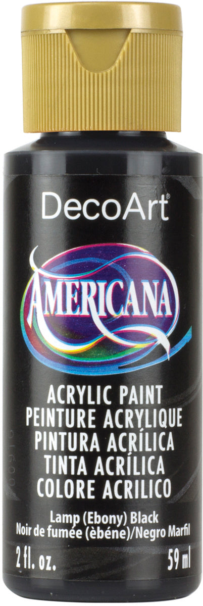 Bottle of DecoArt Americana acrylic paint in Ebony color
