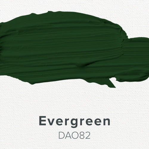 Evergreen color swatch with code DAO82 on a white background