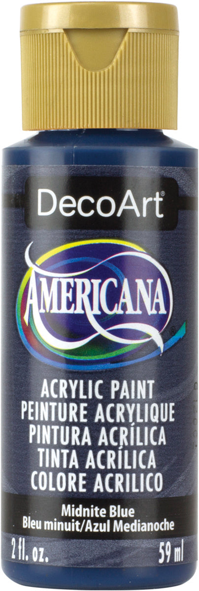 DecoArt Americana acrylic paint bottle in Midnight Blue color