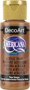 DecoArt Americana acrylic paint bottle in Raw Sienna color