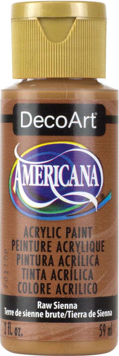 DecoArt Americana acrylic paint bottle in Raw Sienna color