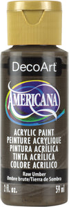 DecoArt Americana acrylic paint bottle in Raw Umber color