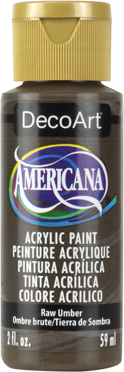 DecoArt Americana acrylic paint bottle in Raw Umber color