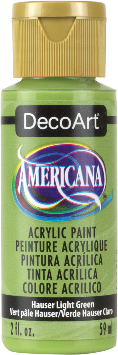 Green bottle of DecoArt Americana acrylic paint with gold cap