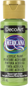 Green bottle of DecoArt Americana acrylic paint with gold cap