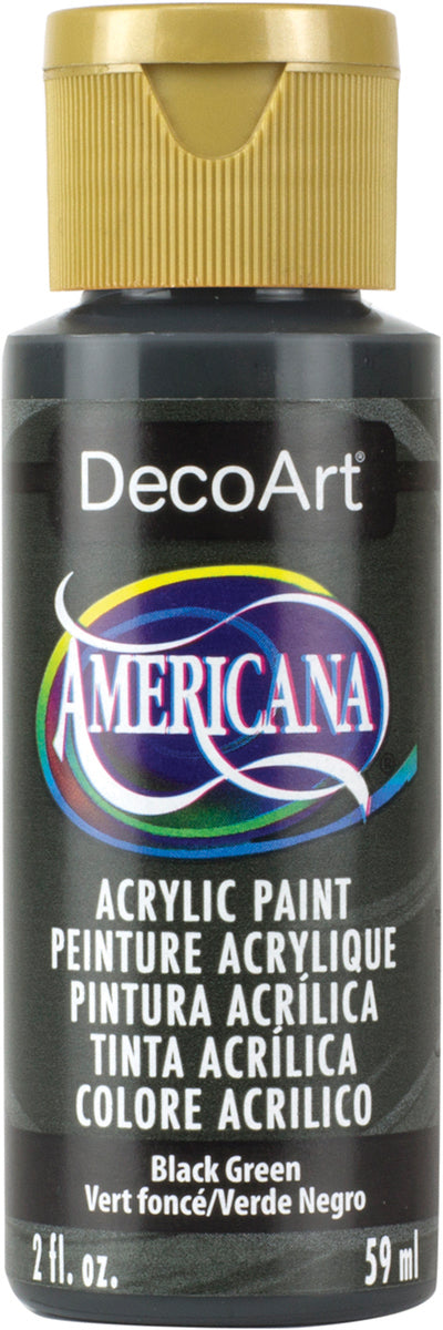 DecoArt Americana acrylic paint bottle in black green color
